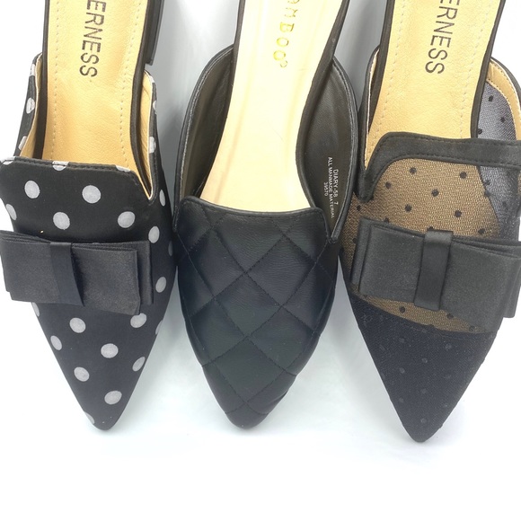 NWT Black Quilted Faux Leather Mules Pointed Toe - Picture 12 of 12